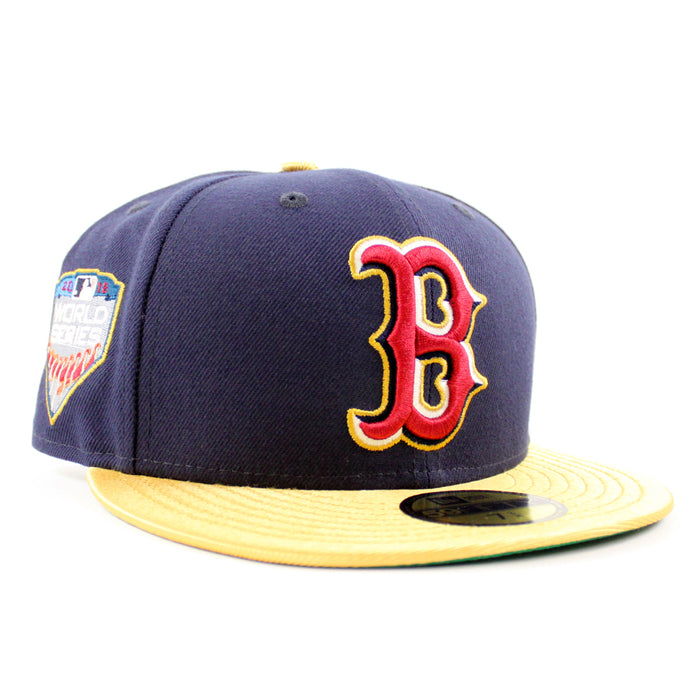 Boston Red Sox 2018 World Series New Era 59Fifty Fitted Hat (Navy Metallic Gold Green Under Brim)