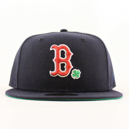 Boston Red Sox Clover New Era 59Fifty Fitted Hat (Navy Green Under Brim)