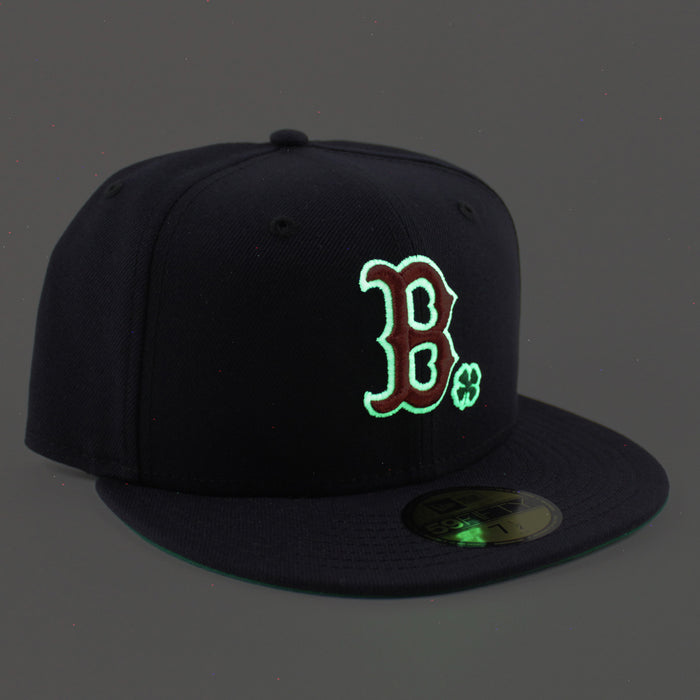 Boston Red Sox Clover New Era 59Fifty Fitted Hat (Navy Green Under Brim)