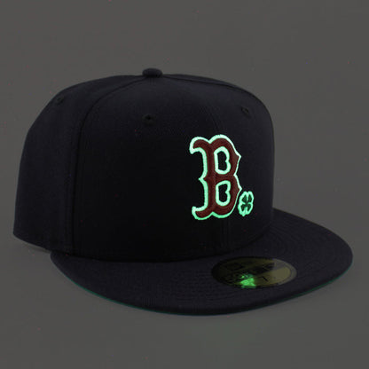 Boston Red Sox Clover New Era 59Fifty Fitted Hat (Navy Green Under Brim)