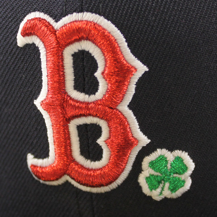 Boston Red Sox Clover New Era 59Fifty Fitted Hat (Navy Green Under Brim)