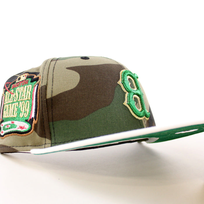 Boston Red Sox Fenway 1999 All Star Game New Era 59Fifty Fitted Hat (WoodLand Camo White Green Under Brim)