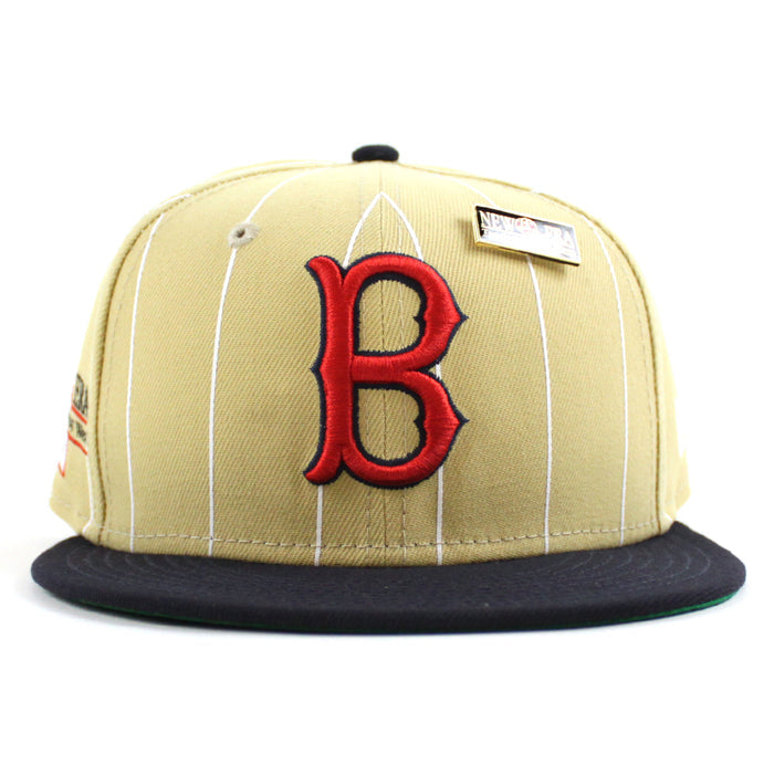 Boston Red Sox New Era 59Fifty Fitted Hat (59FIFTY DAY - Vegas Gold Pinstripe)