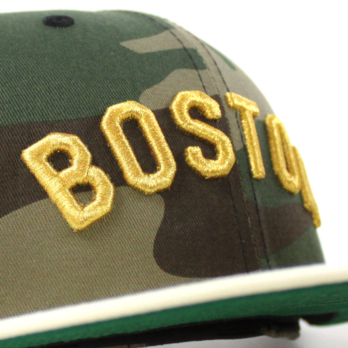 Boston Red Sox Red Sock Patch New Era 59Fifty Fitted Hat (Woodland Camo Chrome White Green Under Brim)
