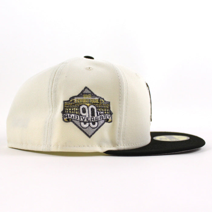 Boston Redsox 90th Anniversary New Era 59Fifty Fitted Hat (Chrome White Black Gray Under Brim)
