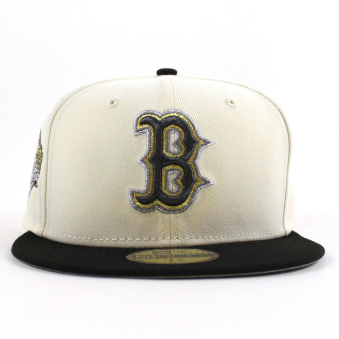 Boston Redsox 90th Anniversary New Era 59Fifty Fitted Hat (Chrome White Black Gray Under Brim)