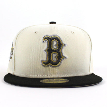 Boston Redsox 90th Anniversary New Era 59Fifty Fitted Hat (Chrome White Black Gray Under Brim)