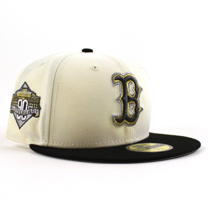 Boston Redsox 90th Anniversary New Era 59Fifty Fitted Hat (Chrome White Black Gray Under Brim)