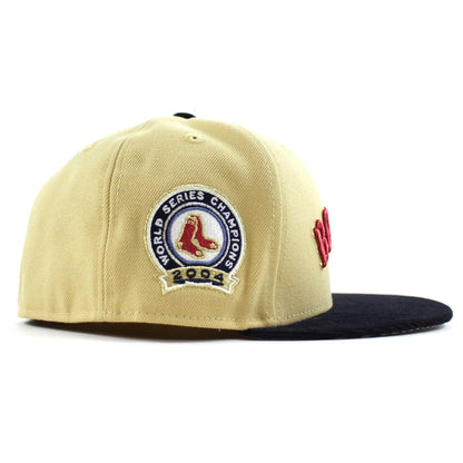Boston Redsox WORLD SERIES CHAMPIONS 2004 New Era 59Fifty Fitted Hat (Vegas Gold Navy Gray Under Brim)