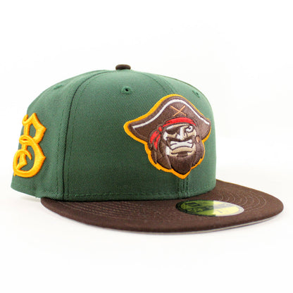 BRADENTON MARAUDERS B Logo New Era 59Fifty Fitted Hat (Glow in the Dark Pine Green Burnt Wood Gray Under Brim)
