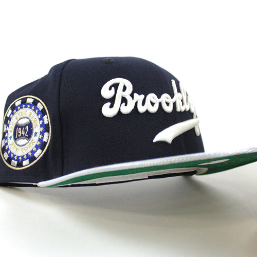 Brooklyn Dodgers 1942 All Star Game 59Fifty New Era Fitted Hat (Navy Blue Gray Metallic Green Under Brim)