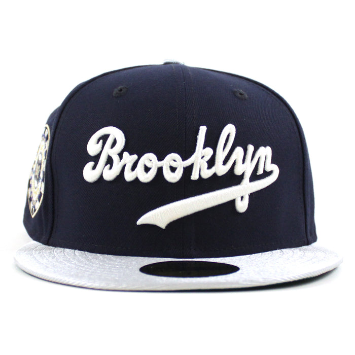 Brooklyn Dodgers 1942 All Star Game 59Fifty New Era Fitted Hat (Navy Blue Gray Metallic Green Under Brim)