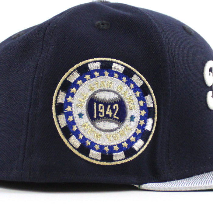 Brooklyn Dodgers 1942 All Star Game 59Fifty New Era Fitted Hat (Navy Blue Gray Metallic Green Under Brim)