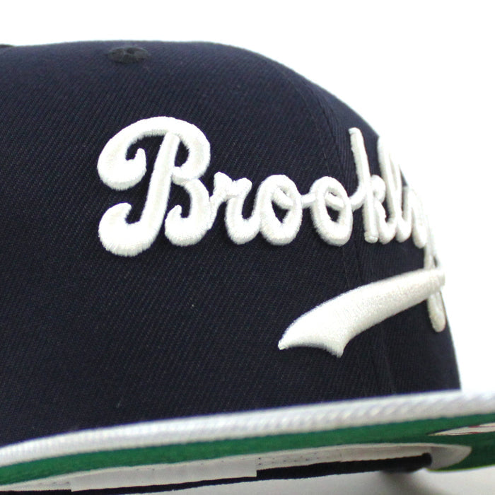 Brooklyn Dodgers 1942 All Star Game 59Fifty New Era Fitted Hat (Navy Blue Gray Metallic Green Under Brim)