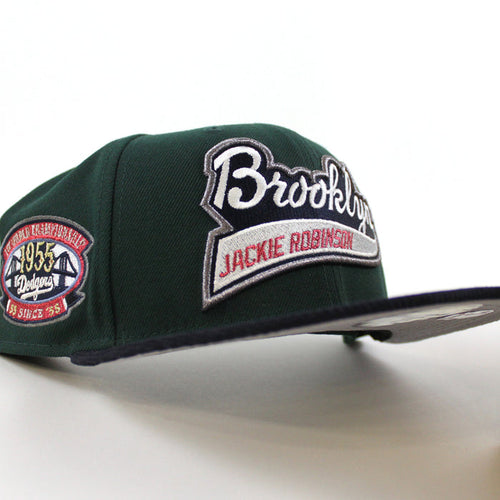 Brooklyn Dodgers 1955 World Series 59Fifty New Era Fitted Hat (Green Navy Gray Under Brim)