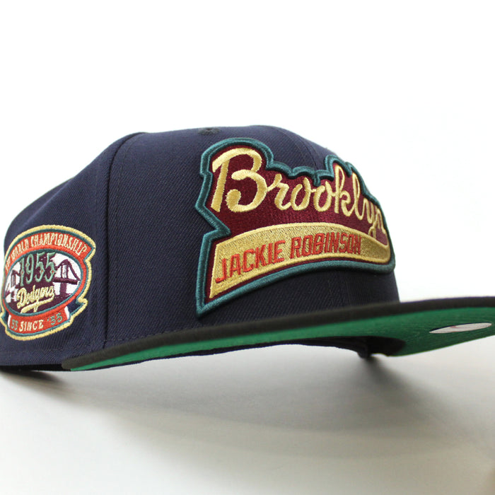Brooklyn Dodgers 1955 World Series 59Fifty New Era Fitted Hat (Night Shift Navy Black Green Under Brim)