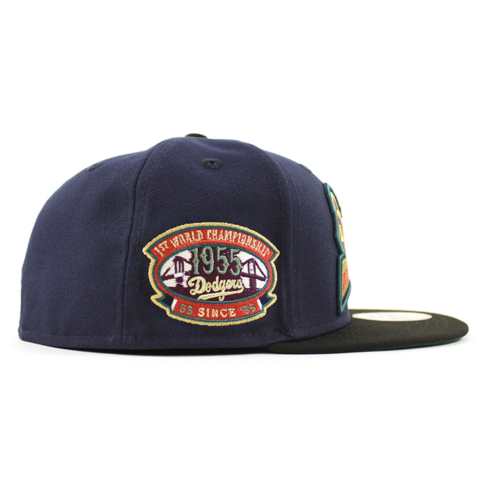 Brooklyn Dodgers 1955 World Series 59Fifty New Era Fitted Hat (Night Shift Navy Black Green Under Brim)