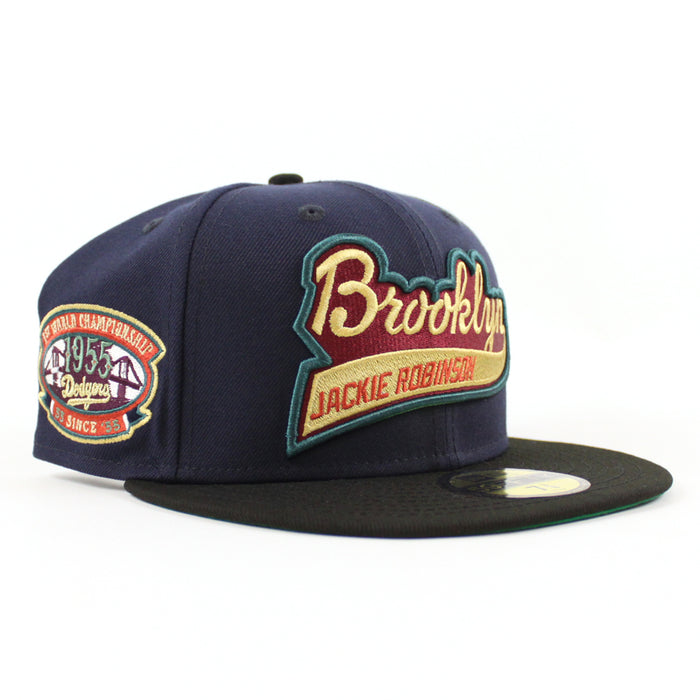 Brooklyn Dodgers 1955 World Series 59Fifty New Era Fitted Hat (Night Shift Navy Black Green Under Brim)