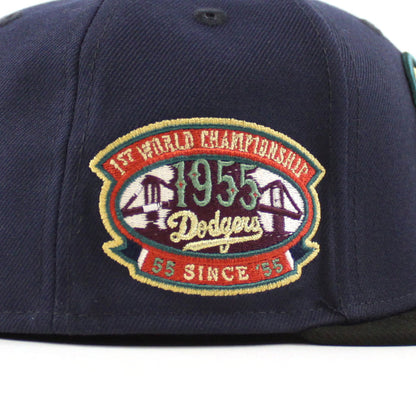 Brooklyn Dodgers 1955 World Series 59Fifty New Era Fitted Hat (Night Shift Navy Black Green Under Brim)