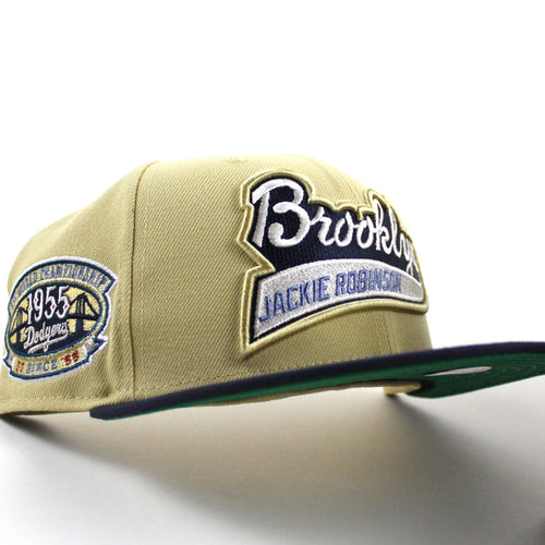 Brooklyn Dodgers 1955 World Series 59Fifty New Era Fitted Hat (Vegas Gold Navy Green Under Brim)