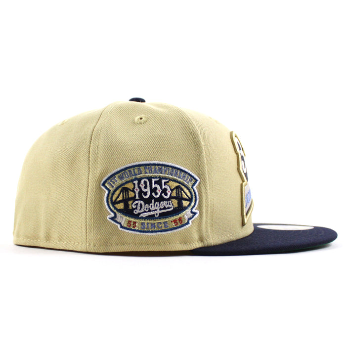 Brooklyn Dodgers 1955 World Series 59Fifty New Era Fitted Hat (Vegas Gold Navy Green Under Brim)