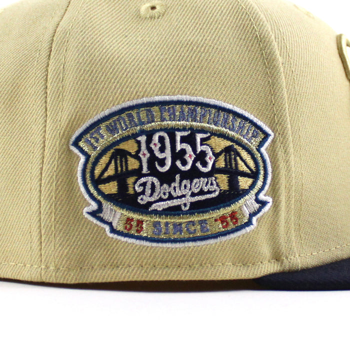Brooklyn Dodgers 1955 World Series 59Fifty New Era Fitted Hat (Vegas Gold Navy Green Under Brim)