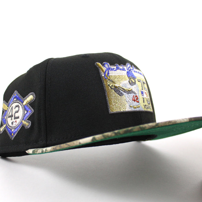 BROOKLYN DODGERS 42 JACKIE ROBINSON New Era 59Fifty Fitted Hat (Black RealTree Green Under Brim)
