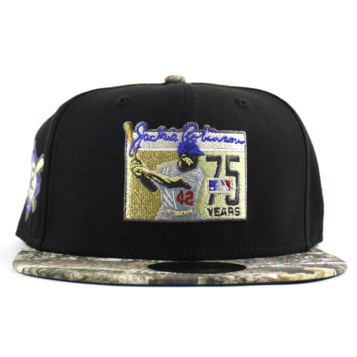 BROOKLYN DODGERS 42 JACKIE ROBINSON New Era 59Fifty Fitted Hat (Black RealTree Green Under Brim)