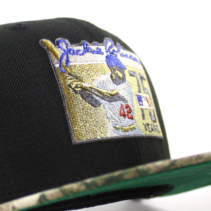 BROOKLYN DODGERS 42 JACKIE ROBINSON New Era 59Fifty Fitted Hat (Black RealTree Green Under Brim)