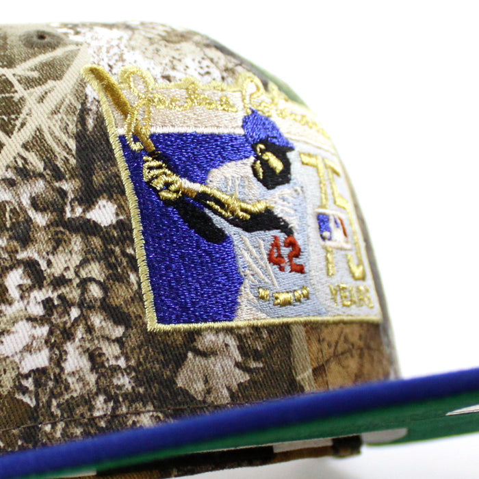 BROOKLYN DODGERS 42 JACKIE ROBINSON New Era 59Fifty Fitted Hat (RealTree Camo Royal Blue Green Under Brim)