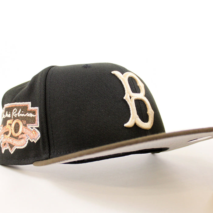 Brooklyn Dodgers 50th Anniversary 59Fifty New Era Fitted Hat (Black Walnut Gray Under Brim)