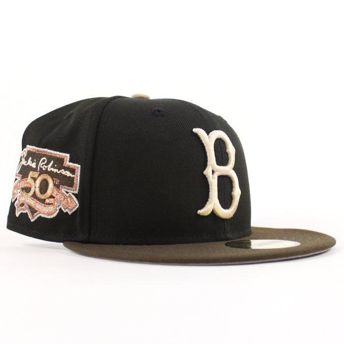 Brooklyn Dodgers 50th Anniversary 59Fifty New Era Fitted Hat (Black Walnut Gray Under Brim)