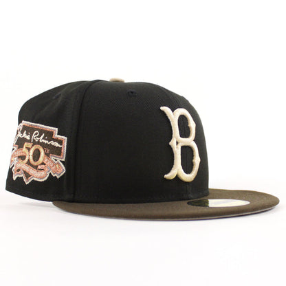 Brooklyn Dodgers 50th Anniversary 59Fifty New Era Fitted Hat (Black Walnut Gray Under Brim)