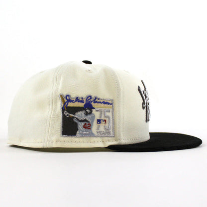 BROOKLYN DODGERS 75 JACKIE ROBINSON New Era 59Fifty Fitted Hat (Chrome White Black Gray Under Brim)