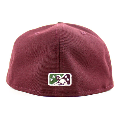Buffalo Bisons 25th Bison patch New Era 59Fifty Fitted Hat (MAROON BLACK CAMO Green Under Brim)