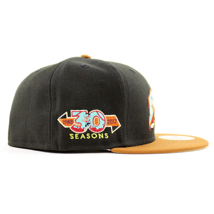 BUFFALO BISONS 30 SEASONS New Era 59Fifty Fitted Hat (BLACK TOASTED PEANUT POLY VEGAS GOLD Under Brim)