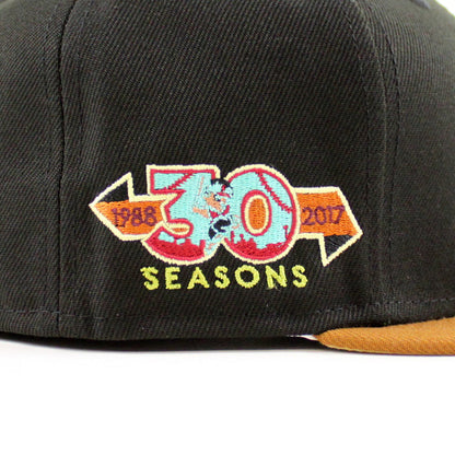 BUFFALO BISONS 30 SEASONS New Era 59Fifty Fitted Hat (BLACK TOASTED PEANUT POLY VEGAS GOLD Under Brim)
