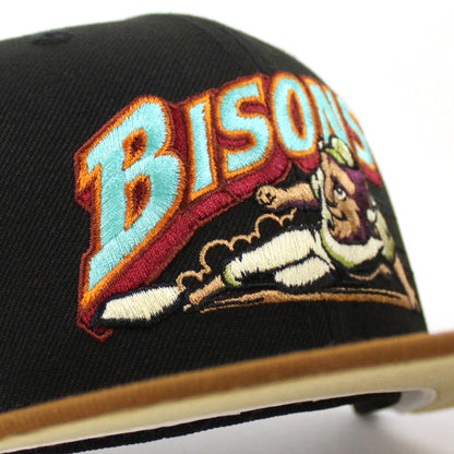 BUFFALO BISONS 30 SEASONS New Era 59Fifty Fitted Hat (BLACK TOASTED PEANUT POLY VEGAS GOLD Under Brim)