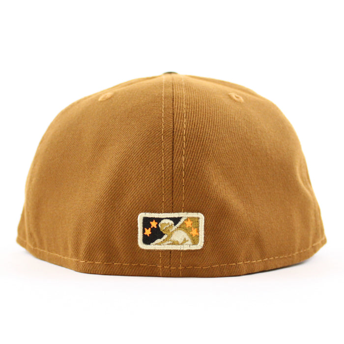 Buffalo Bisons BUFFALO B New Era 59Fifty Fitted Hat (Glow in the Dark TOASTED PEANUT BLACK HUNTER FLAME ORANGE  Under Brim)