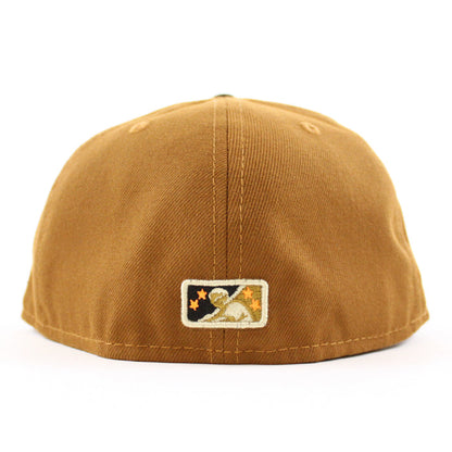 Buffalo Bisons BUFFALO B New Era 59Fifty Fitted Hat (Glow in the Dark TOASTED PEANUT BLACK HUNTER FLAME ORANGE  Under Brim)