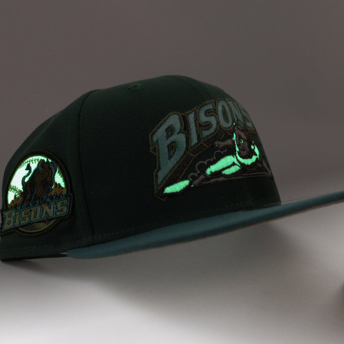 BUFFALO BISONS HOMETOWN COLLECTION New Era 59Fifty Fitted Hat (Glow in the Dark Pine Green Needle Pine Green Khaki Under Brim)