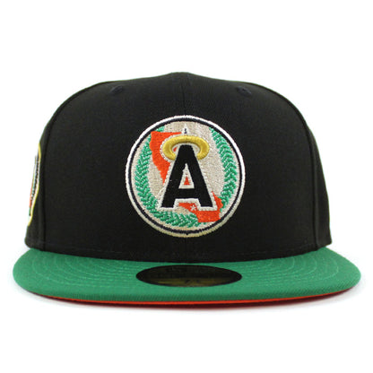 California Angels 25th Anniversary New Era 59Fifty Fitted Hat (Black Kelly Orange UNDER BRIM)