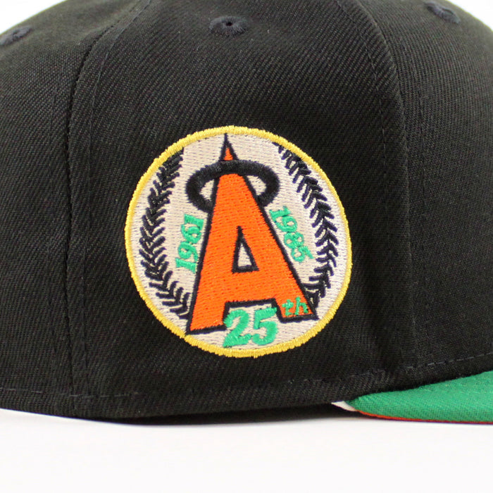 California Angels 25th Anniversary New Era 59Fifty Fitted Hat (Black Kelly Orange UNDER BRIM)