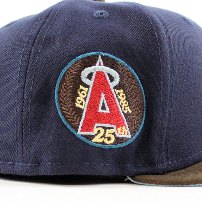 California Angels 25th Anniversary New Era 59Fifty Fitted Hat (NIGHT SHIFT NAVY WALNUT DOSCIENTOS BLUE UNDER BRIM)