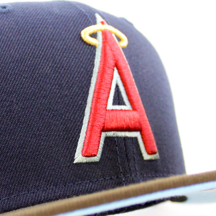 California Angels 25th Anniversary New Era 59Fifty Fitted Hat (NIGHT SHIFT NAVY WALNUT DOSCIENTOS BLUE UNDER BRIM)