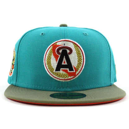 California Angels 35TH Anniversary New Era 59Fifty Fitted Hat (TEAL BREEZE GREEN BARK ORANGE UNDER BRIM)