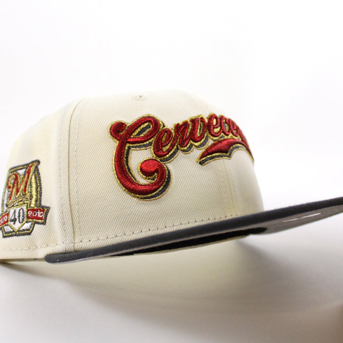 Cervecros-Milwaukee Brewers 40TH New Era 59Fifty Fitted Hat (Chrome White Graphite Gray Under Brim)