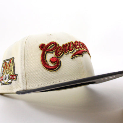 Cervecros-Milwaukee Brewers 40TH New Era 59Fifty Fitted Hat (Chrome White Graphite Gray Under Brim)