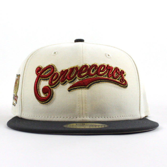 Cervecros-Milwaukee Brewers 40TH New Era 59Fifty Fitted Hat (Chrome White Graphite Gray Under Brim)