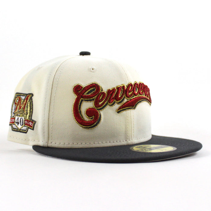 Cervecros-Milwaukee Brewers 40TH New Era 59Fifty Fitted Hat (Chrome White Graphite Gray Under Brim)